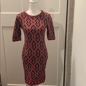 Knit Sweater dress with geometric pattern